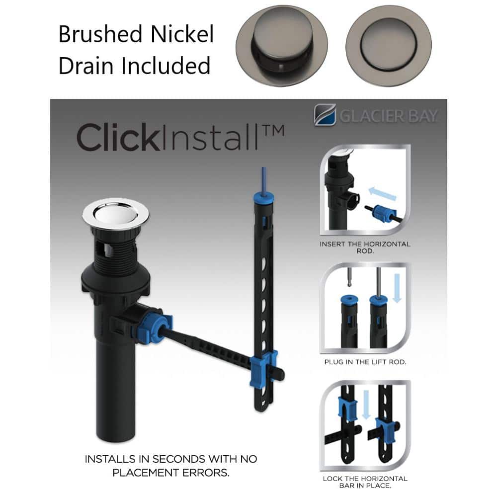 Polished Chrome Single-Handle Low-Arc Bathroom Faucet with Drain Kit