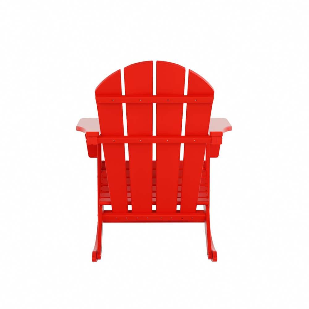 Classic All-Weather Red HDPE Adirondack Rocking Chair with Arms