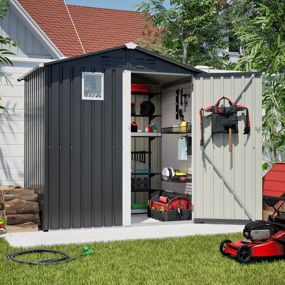 6 ft. W x 4 ft. D Outdoor Storage Metal Garden Tool Shed for Backyard Outdoor (24 sq. ft. ) price history on PriceWatchPro