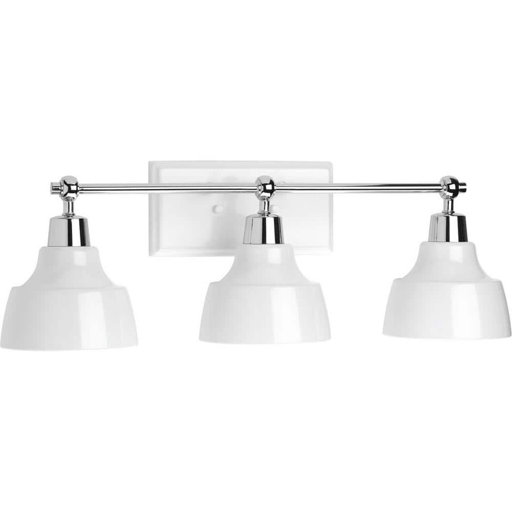 Progress Lighting Bramlett Collection 3-Light Polished Chrome White ...