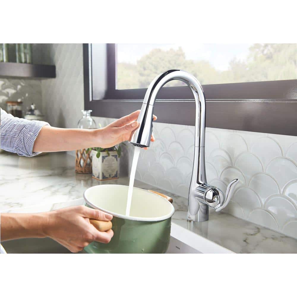 Moen Arbor Chrome One-Handle Pulldown Kitchen Faucet with Power Boost