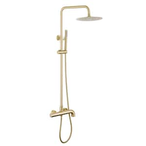 3-Spray Tub and Shower Faucet with Hand Shower in Brushed Gold (Valve Included)