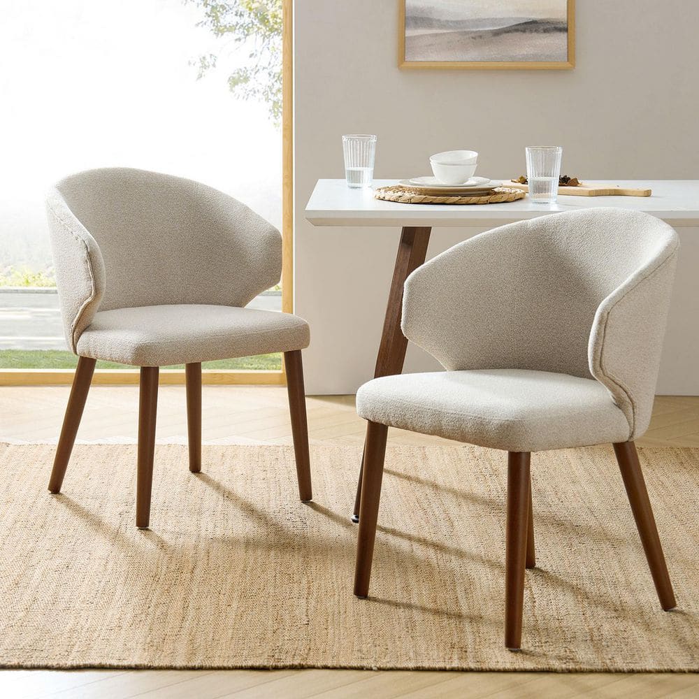 JAYDEN CREATION Nuria Linen Upholstered Dining Chair with Wing