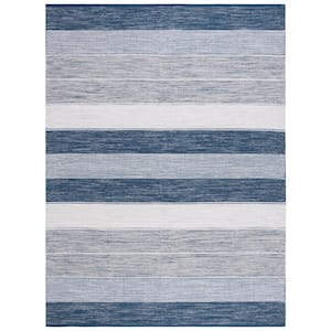 Striped Kilim Grey Blue 8 ft. X 10 ft. Striped Area Rug