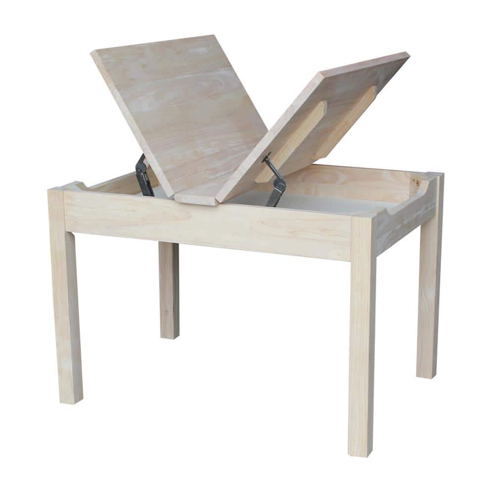 Eco-Friendly Mission Style Unfinished Wood Kids' Craft Table with Storage