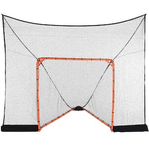 Hockey and Lacrosse Goal Backstop with Extended Coverage 12 ft. x 9 ft. Lacrosse Net in Black