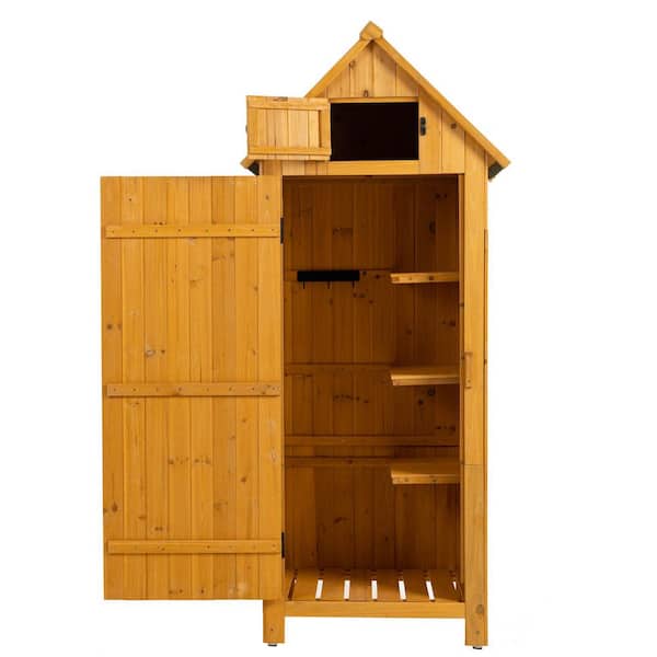 30.3 in. L x 21.3 in. W x 70.5 in. H Outdoor Locker Tool Shed Wooden Garden Shed Natural