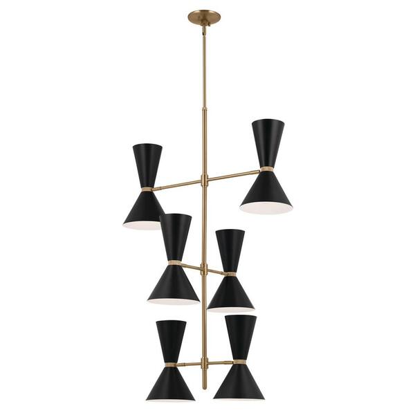 KICHLER Phix 50 in. 12Light Champagne Bronze and Black MidCentury