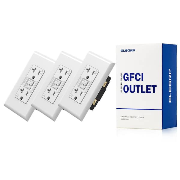 GFCI Outlet Self-Test, 20 Amp 125V Tamper Resistant Duplex wall outlet, Wall Plate included, UL Listed, Matte White 3PC
