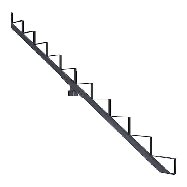 10-Step Steel Stair Riser (Stringer) and Connector Kit in Matte Black