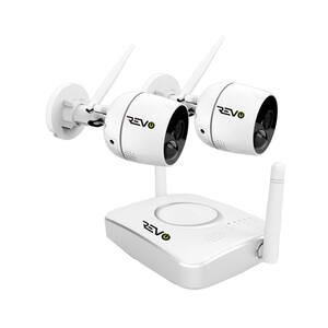 Wireless HD 4-Channel Smart Gateway Surveillance System 32GB SD Card with 2 Full-HD 1080p Audio Capable Bullet Cameras