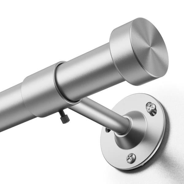 32 in. - 150 in. Adjustable 1 in. Single Curtain Rod in Silver