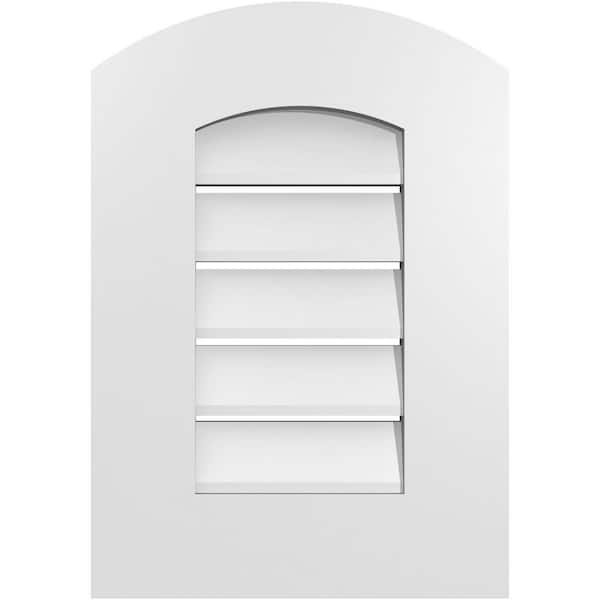 Ekena Millwork 14 in. x 18 in. Arch Top Surface Mount PVC Gable Vent: Decorative with Standard Frame