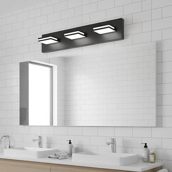 20 in. 3-Light Black Vanity Light Fixture with 360° Rotatable Lamp Heads, Modern LED Wall Sconce for Bathroom