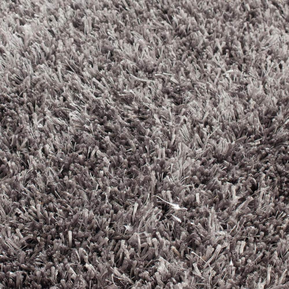 Gray Hand-Tufted Synthetic Shag Area Rug, 5' x 8'
