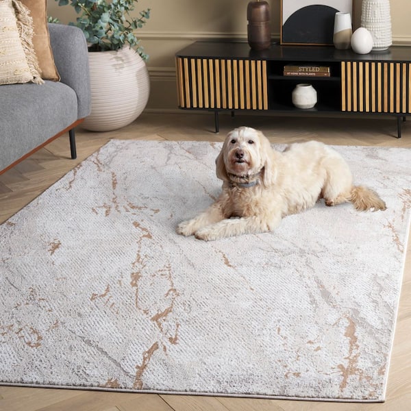SAFAVIEH Parker 9 ft. x 12 ft. Taupe/Gray Gold Abstract Marble