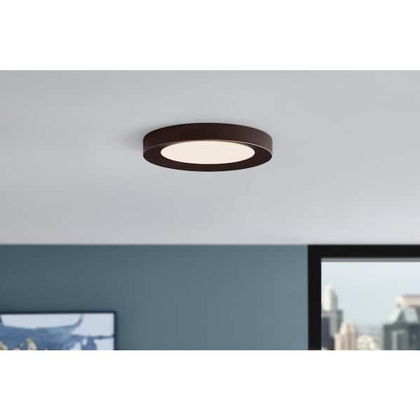 Home Decorators Collection Calloway 13 in. Bronze Integrated LED 5CCT Flush Mount
