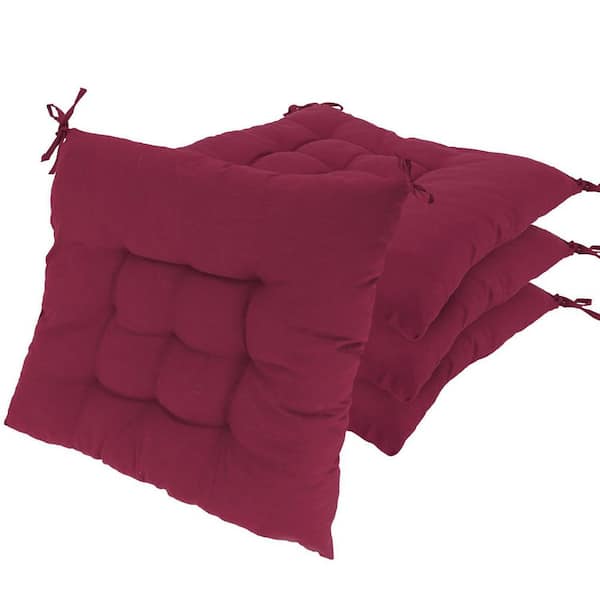 Thickened Non-Waterproof Red Square Outdoor Seat Cushion (4-Pack)