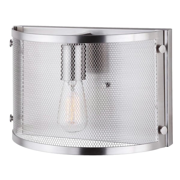 CANARM Beckett 1-Light Brushed Nickel Sconce with Metal Shade