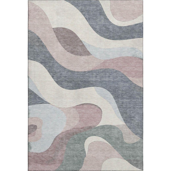 Mayfield Premium Machine Washable Abstract AMF2186 Blush 5 ft. x 7 ft. 6 in. Area Rug