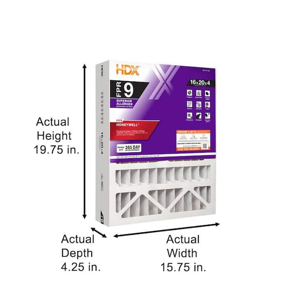 16 in. x 20 in. x 4 in. Honeywell Replacement Pleated Air Filter FPR 9, MERV 13