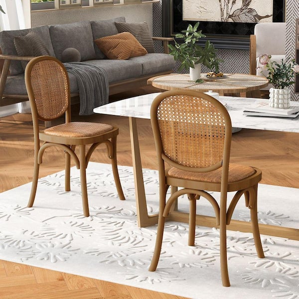 Zeus & Ruta Light Brown Slat Back Birch Wood Outdoor Dining Chair