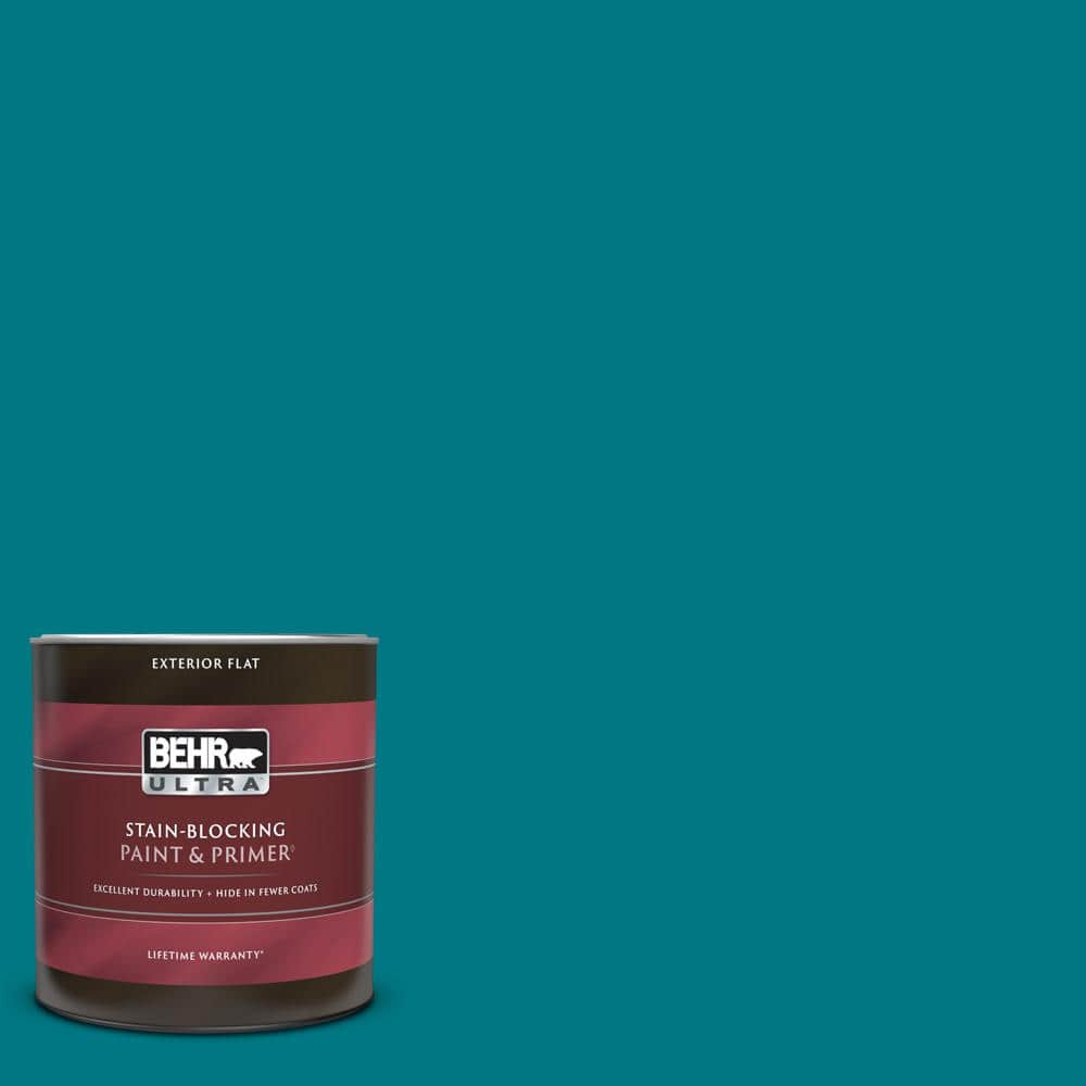 BEHR ULTRA 1 qt. P4707 The Real Teal Flat Exterior Paint & Primer