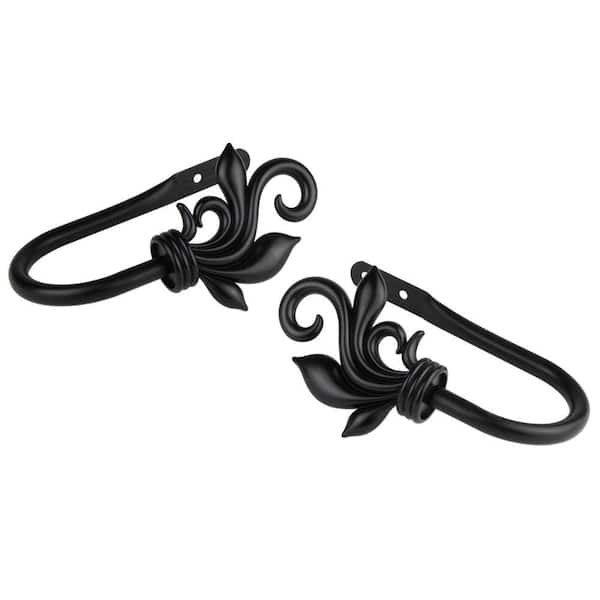 Delilah Decorative Black Steel Hook Curtain Holdback (Set of 2)