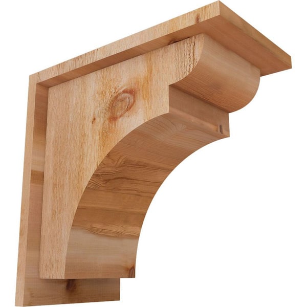 Ekena Millwork 8 in. x 14 in. x 14 in. Western Red Cedar Yorktown Rough Sawn Corbel with Backplate