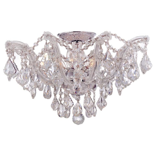 Maria Theresa 19 in. 5-Light Polished Chrome Flush Mount