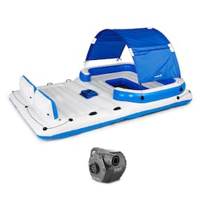 120-Volt PVC Quick Fill Cordless Inflatable Air Pump and Bestway Floating Island, Blue