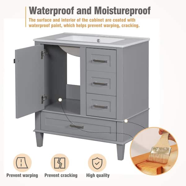 Virubi 30 in. W x 18 in. D x 34 in. H Single Sink Bath Vanity in