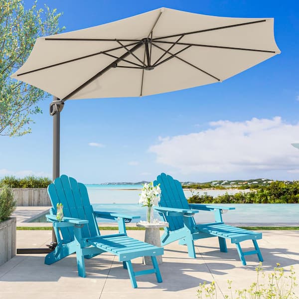 SANLUCE 10FT Cantilever Umbrella with Solution-Dyed Fabric, Luxury Shade with 360° Rotation in Beige