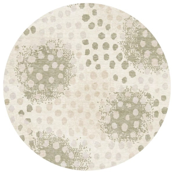 Chantille Machine Washable Indoor/Outdoor Abstract ACN2965 Sage 8 ft. x 8 ft. Round Rug