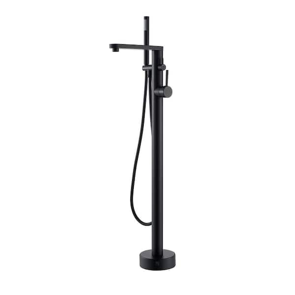 Allario 2-Handle Freestanding Tub Faucet with Handshower in Matte Black