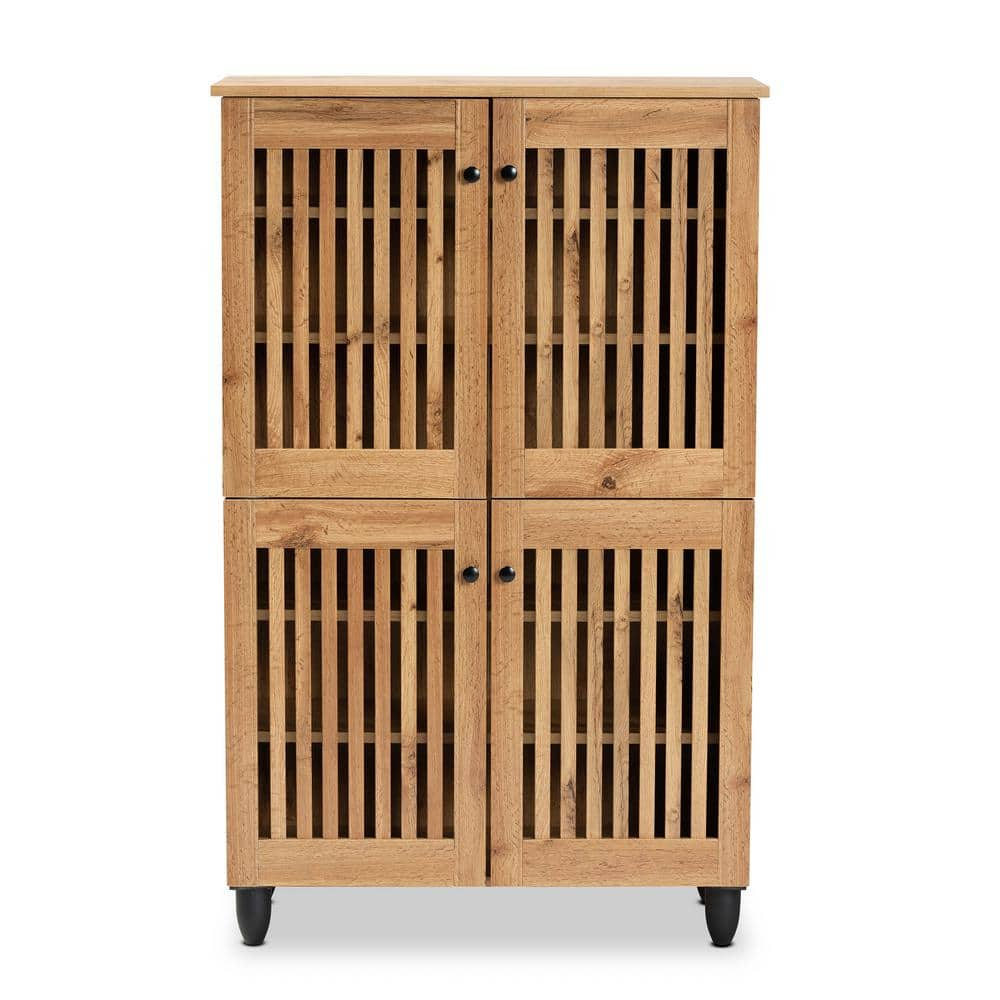 Baxton Studio 48.2 in. H x 30 in. W Brown MDF Shoe Storage Cabinet