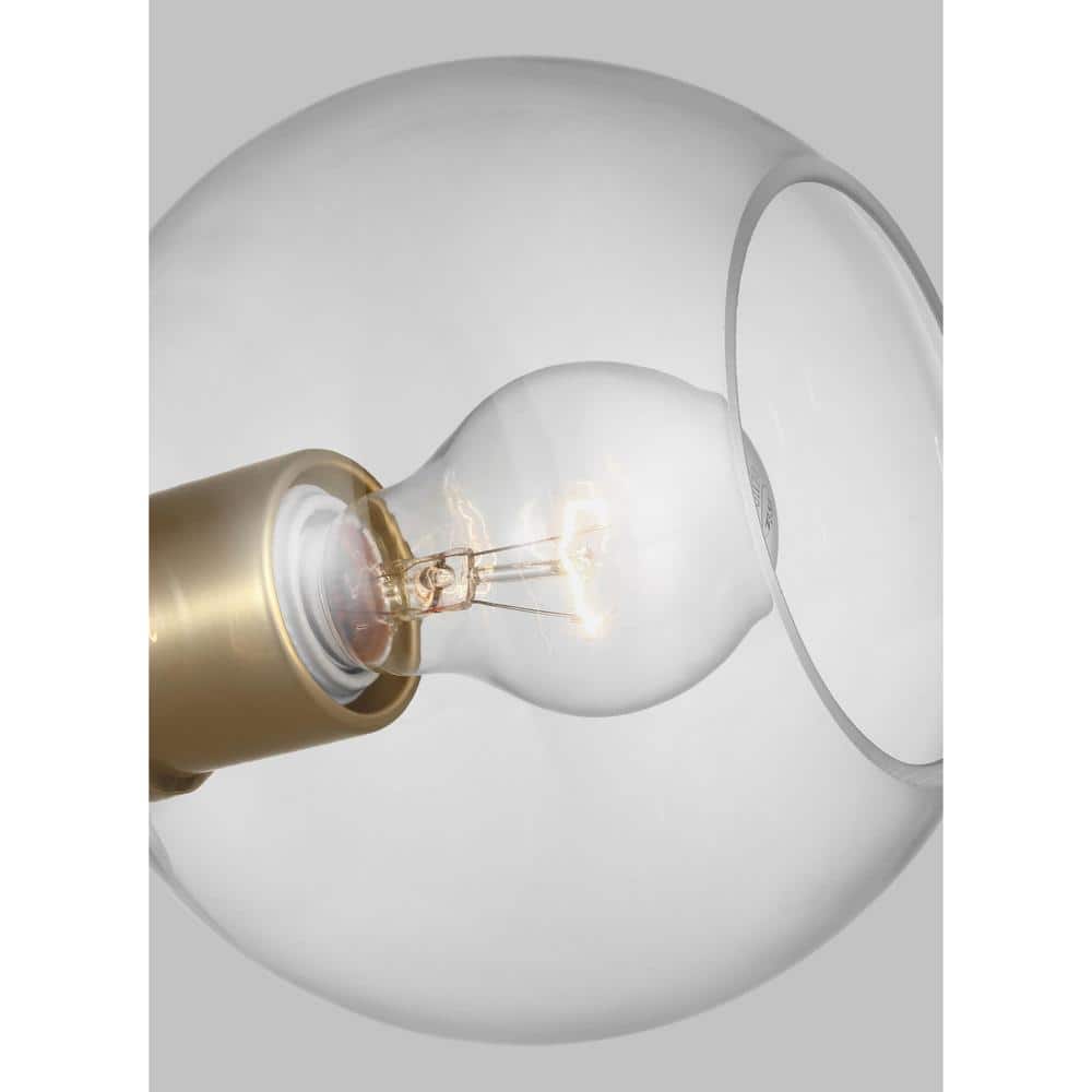 Satin Brass 3-Light Glass Sputnik Chandelier