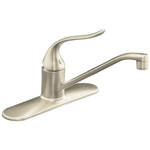 Coralais Low-Arc Single-Handle Standard Kitchen Faucet in Vibrant Brushed Nickel