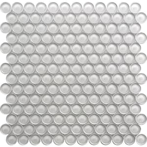 5 pack 12-in x 12-in Light Gray Penny Round Polished Glass Mosaic Tile (5 Sq ft/Case)