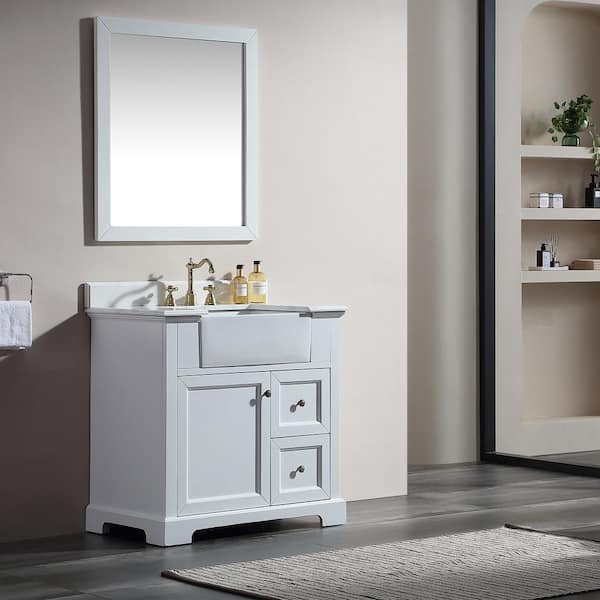 Forclover Solid Wood Bathroom Vanity 60-in Navy Blue Undermount Double Sink  Floating Bathroom Vanity with White Quartz Top in the Bathroom Vanities  with Tops department at