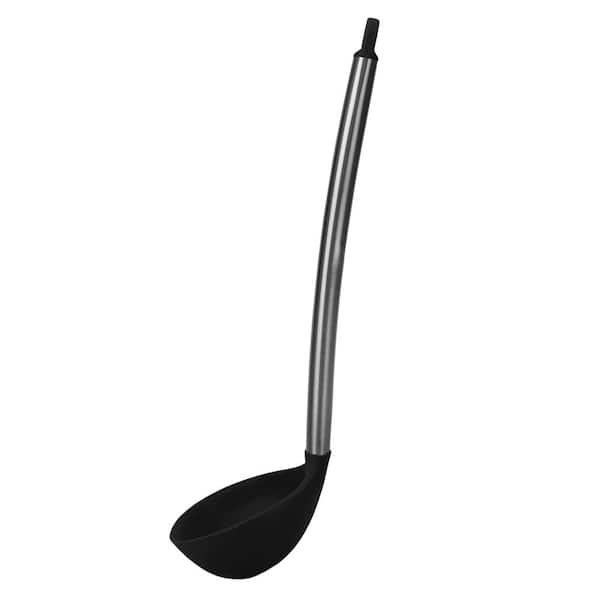 Home Basics Black Stainless Steel Silicone Ladle HDC73672 - The Home Depot