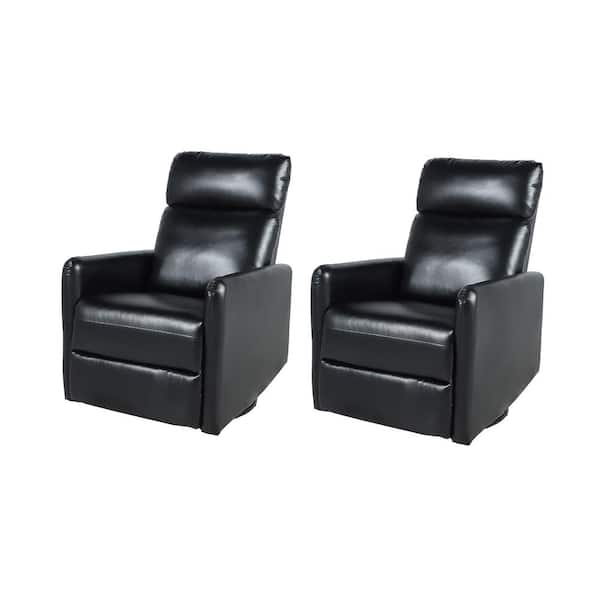 JAYDEN CREATION Ema Black Manual Ergonomic Swivel Recliner Set of 2