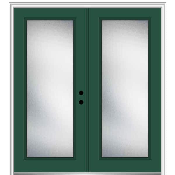 MMI Door 64 in. x 80 in. Micro Granite Left-Hand Inswing Full Lite Decorative Painted Fiberglass Smooth Prehung Front Door