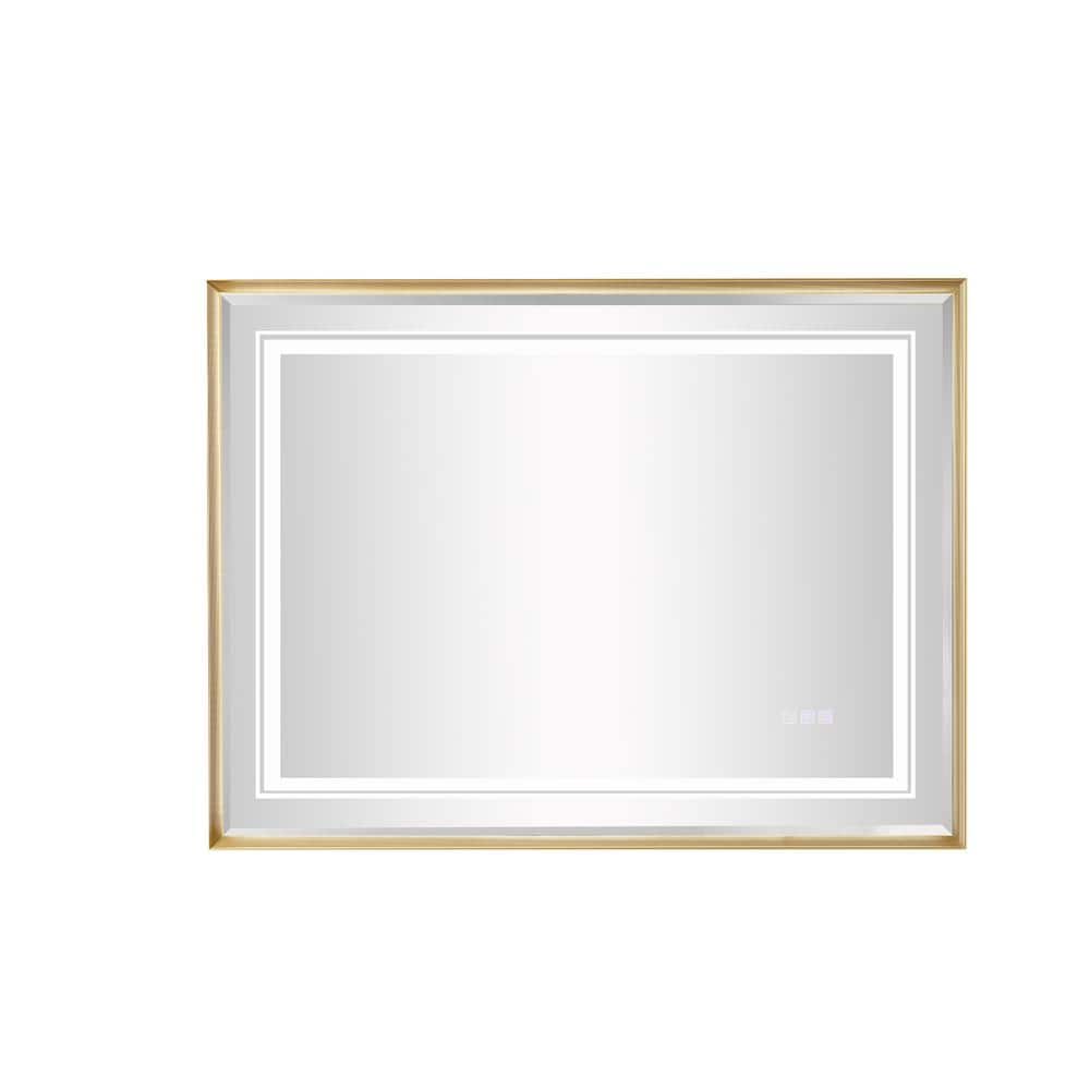 Gold 40 in. W x 30 in. H LED Wall-mounted Mirror with 3000-6000K Gradient F