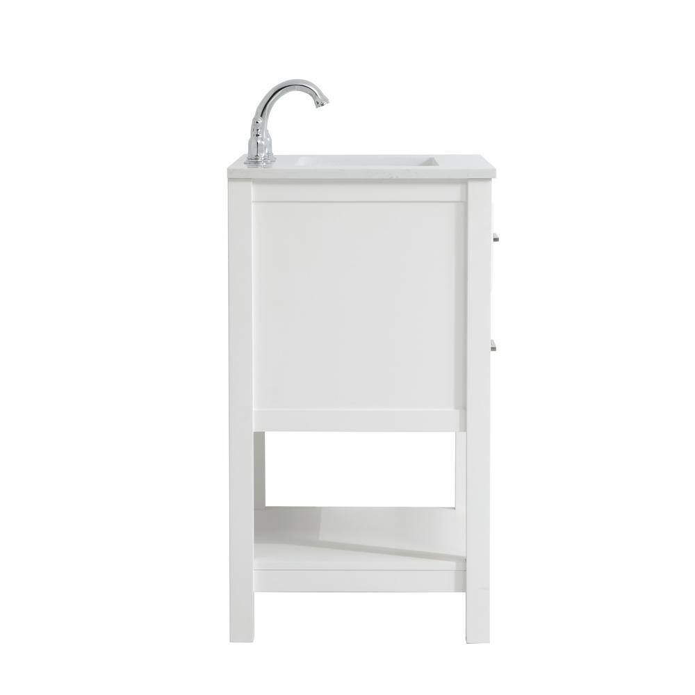 Sinclaire 24" White Quartz Top Traditional Bathroom Vanity