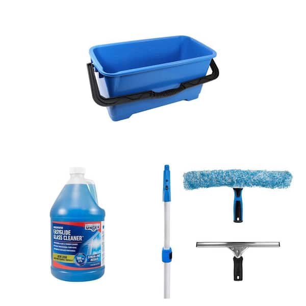 6 Gal. Heavy-Duty Bucket, 1 Gal. Glass Cleaner and Total Pro Kit with 14 in. Scrubber, 12 in. Squeegee and 6 ft. Pole