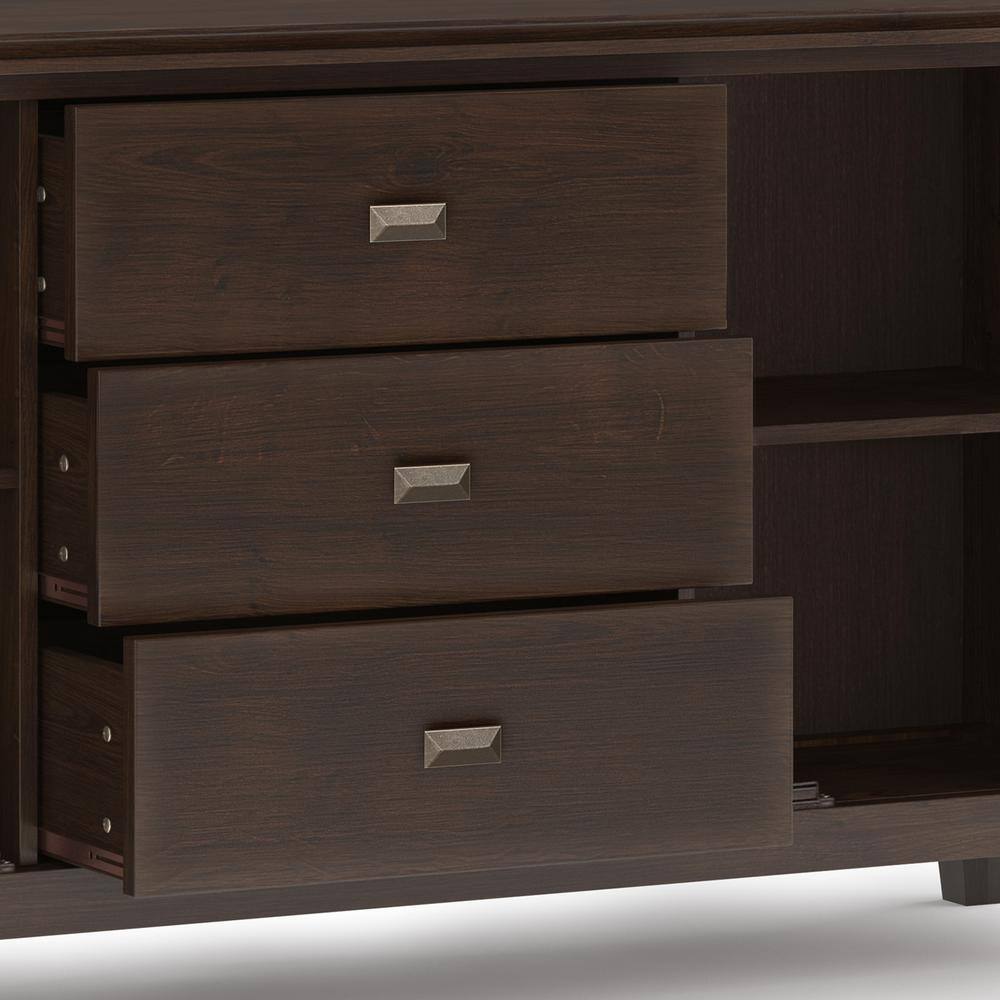 Artisan Dark Chestnut Brown Solid Wood Sideboard Buffet