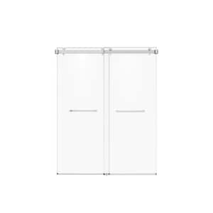 Sliding Frameless Shower Door in Brushed Nickel Finish with Glass 60 in. W x 76 in. H