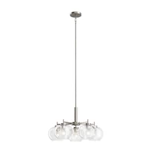 Anamaya 5-Light Brushed Nickel Chandelier with Clear Seeded Glass Shades