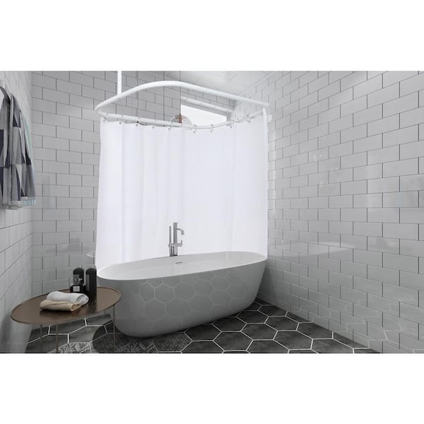 In Hoop Shower Rod For Clawfoot Tub, Freestanding Bathtub Shower Curtain Rod